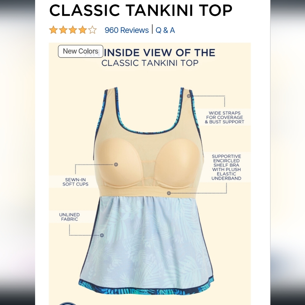 NWT Plus Size Tankini Top Swimsuits For All 18 18W Cruis4 - Picture 7 of 7